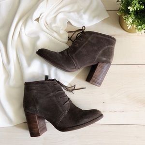 Franco Sarto Lace up heeled suede ankle boots